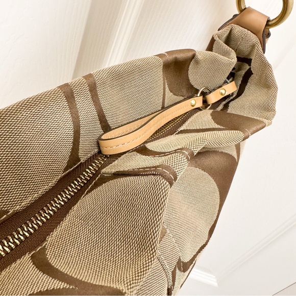 Coach Carly Signature Jacquard Leather Trim Hobo Shoulder Bag Y2K - Picture 12 of 14